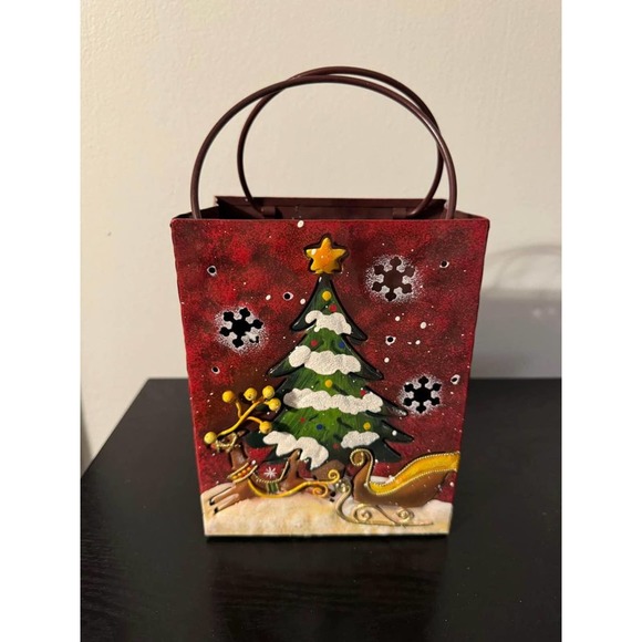 Metal Bag Shaped Christmas Candle Holder - Two Available - Picture 1 of 4